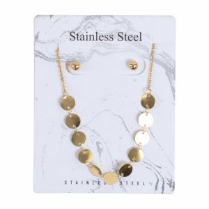 Juego De Bisutería De Collar Y Aretes De Bolitas STAINLESS STEEL X 3 Uds