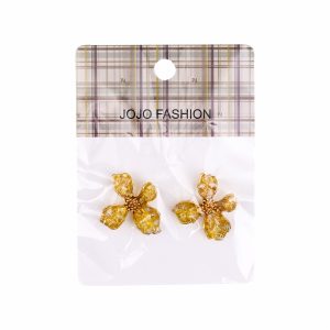 Aretes Para Dama Diseño Flor Con Cristales JOJO FASHION Dorado