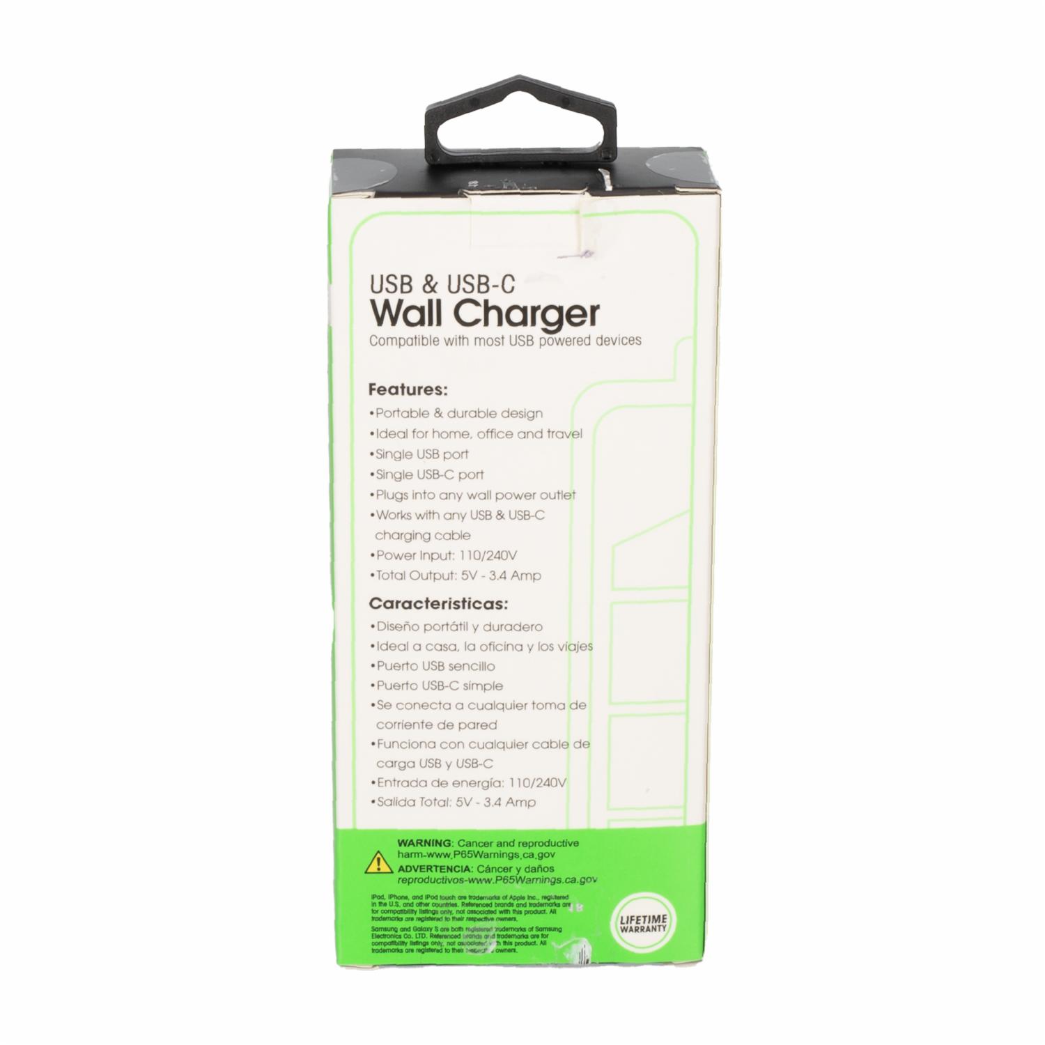 Cargador De Pared Blanco CHARGE WORX USB-C A USB - Image 2