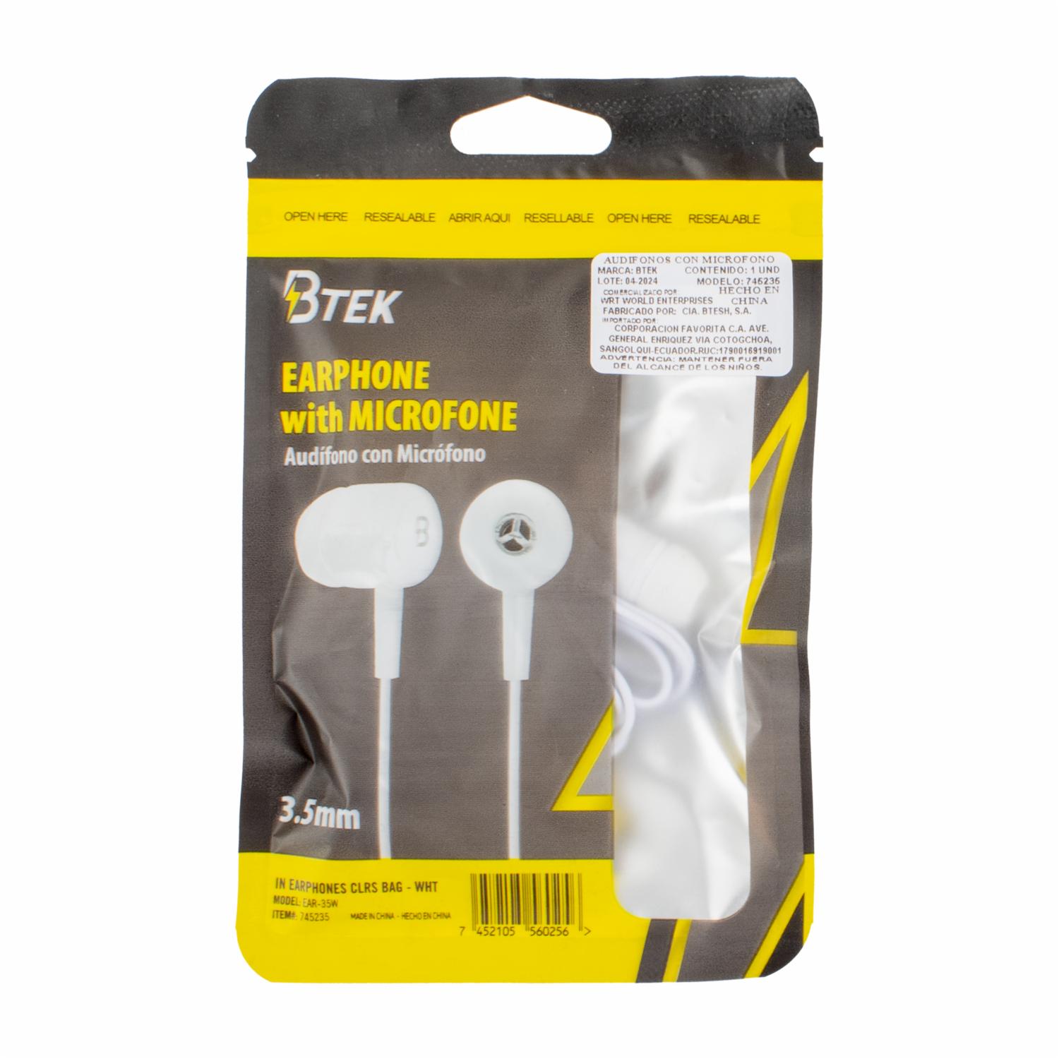 Audífonos 3,5 Mm EAR-35W BTEK Con Cable - Image 2