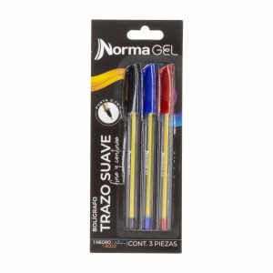 Bolígrafos Trazo Suave Colores Rojo, Azul Y Rojo NORMA X 3 Uds