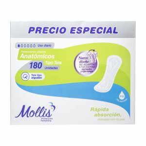 Protector Diario Anatómico Tipo Tela 2 Estilos MOLLIS X 180 Uds
