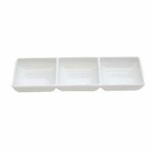 Salsera Cuadrada Tres Compartimientos Blanca VAJILLAS SABANA 22 X 7 5 X 2 5 Cm