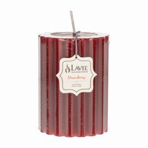 Vela Decorativa Acanalada Redonda Color Rojo LAVEL 10 X 7 Cm