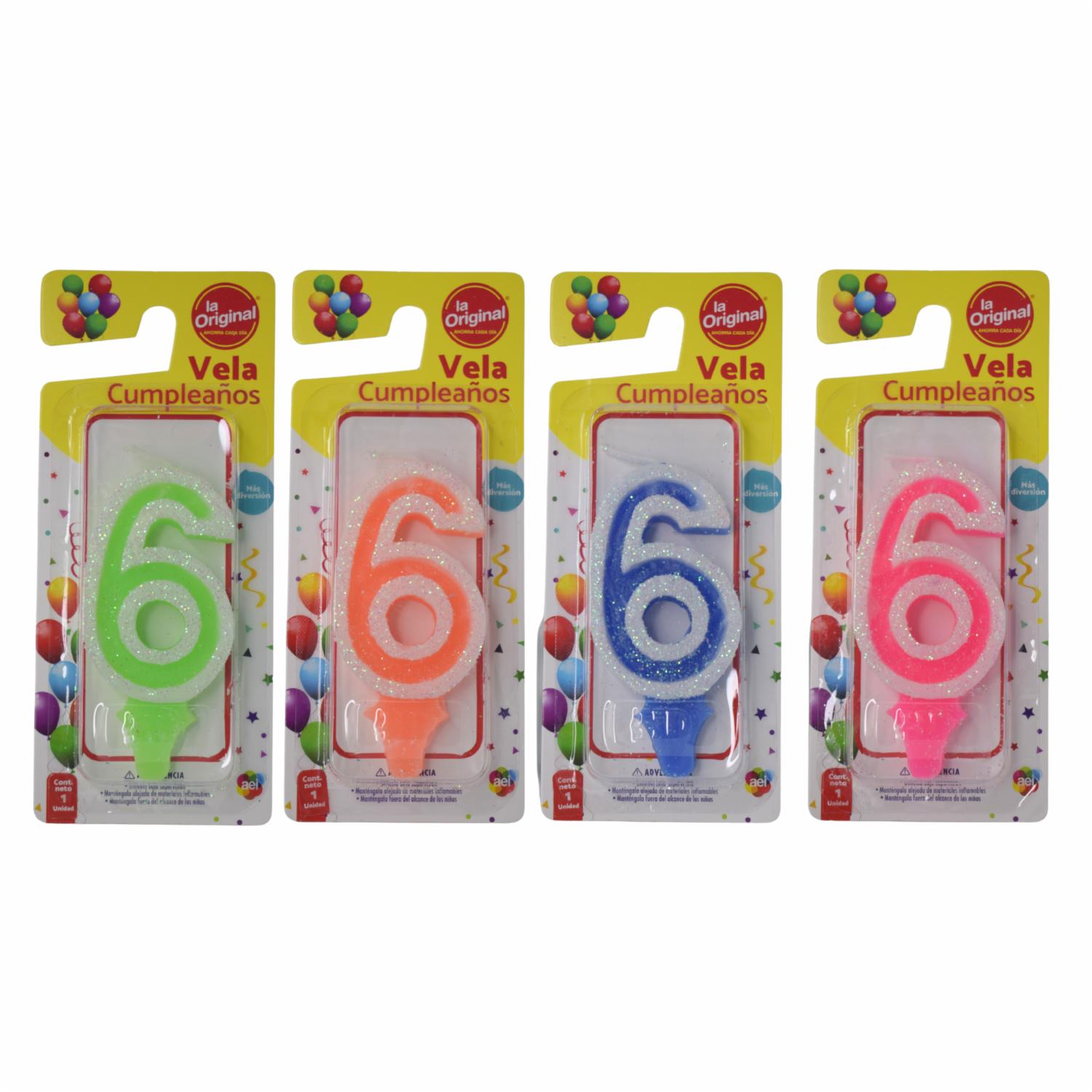 Vela De Cumpleaños LA ORIGINAL Número 6
