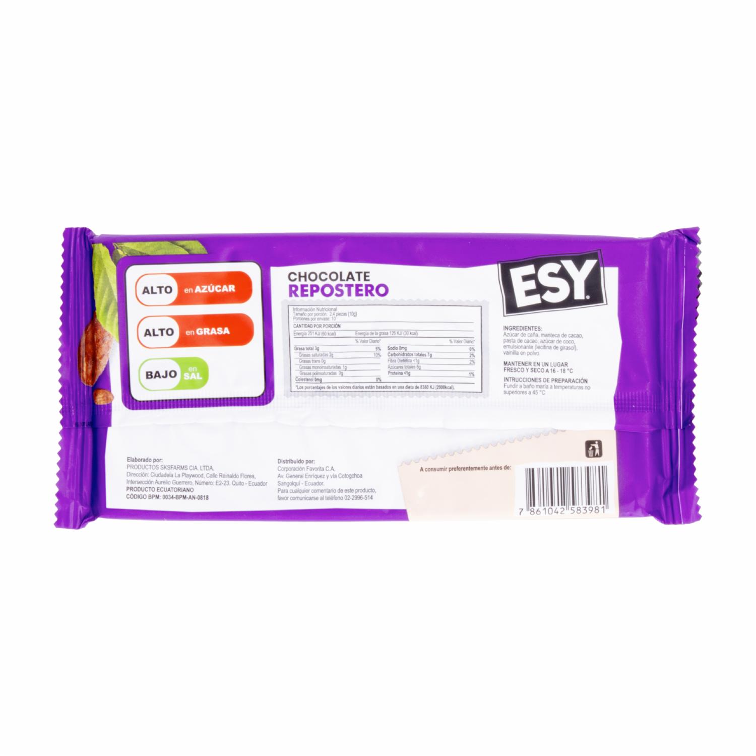 Chocolate Para Repostería ESY 100 G - Image 3