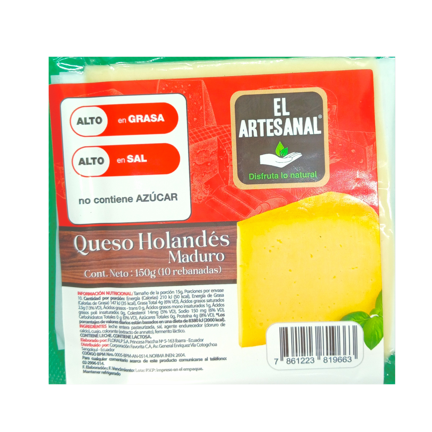 Queso Holandés Rebanado EL ARTESANAL 150 G - Image 2