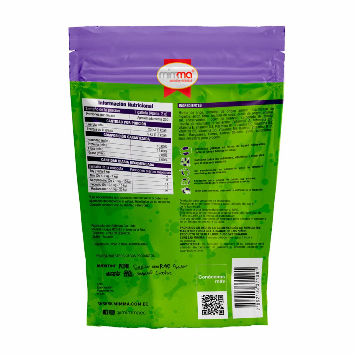 Galletas Para Perros Razas Pequeñas Y Minis Sabor Arroz Con Carne HUESITOS 500 G - Image 3