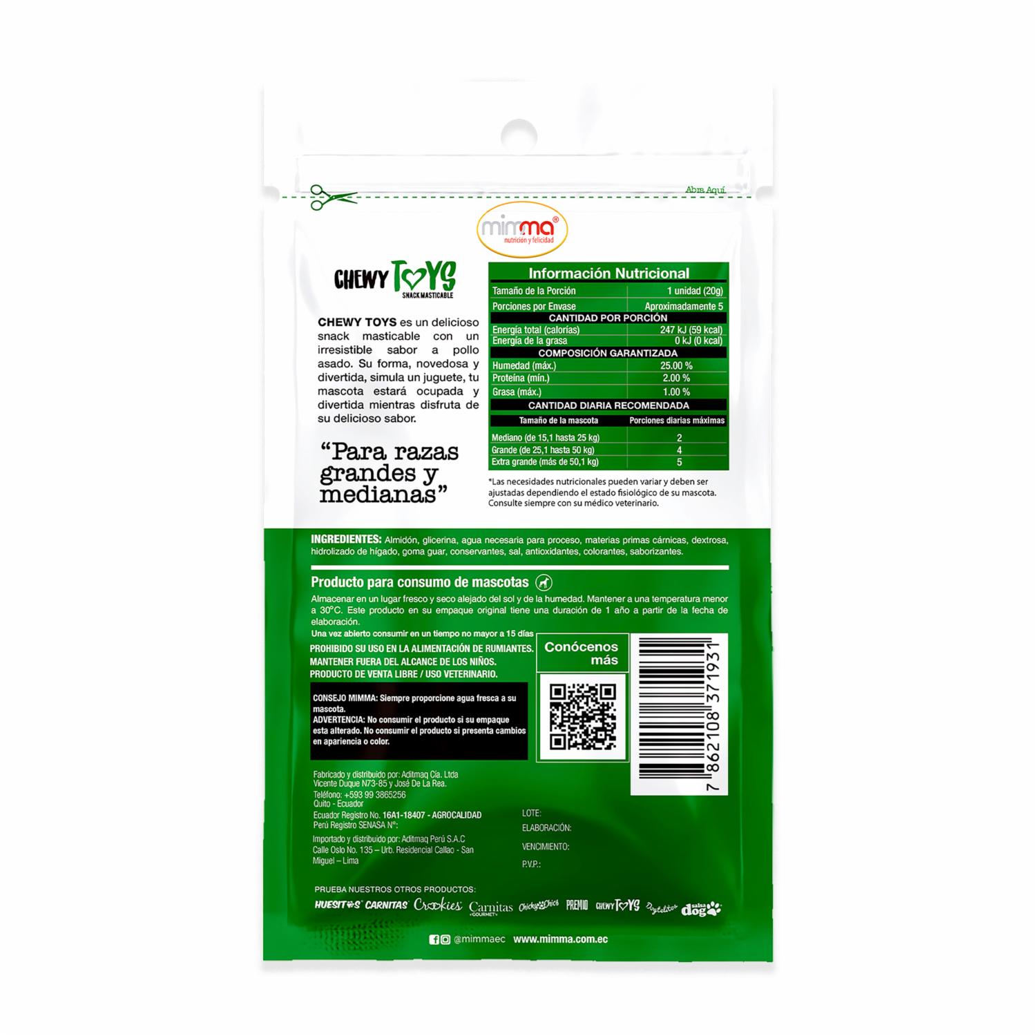 Snack Para Perros Masticable Razas Grandes Y Medianas Sabor A Pollo Asado CHEWY TOYS 100 G - Image 3