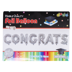 Globo De Aluminio Congrats Plateados IMPORTADORA CUMPLEAÑOS 1 Pieza