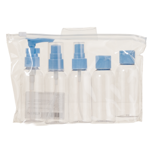 Kit De Viaje Botellas Bolsa Azul KAFFNY 5 Piezas
