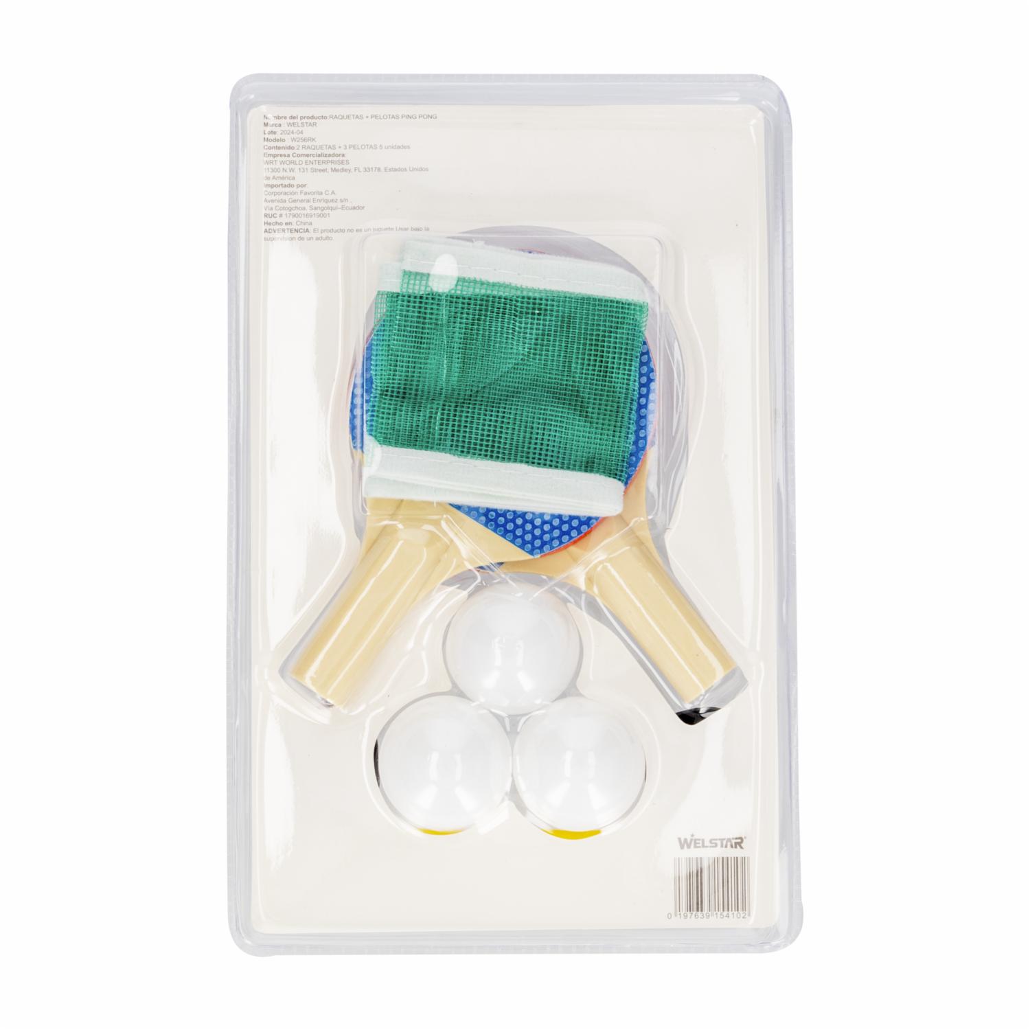 Raquetas De Ping Pong Con 3 Pelotas WELSTAR Set - Image 2