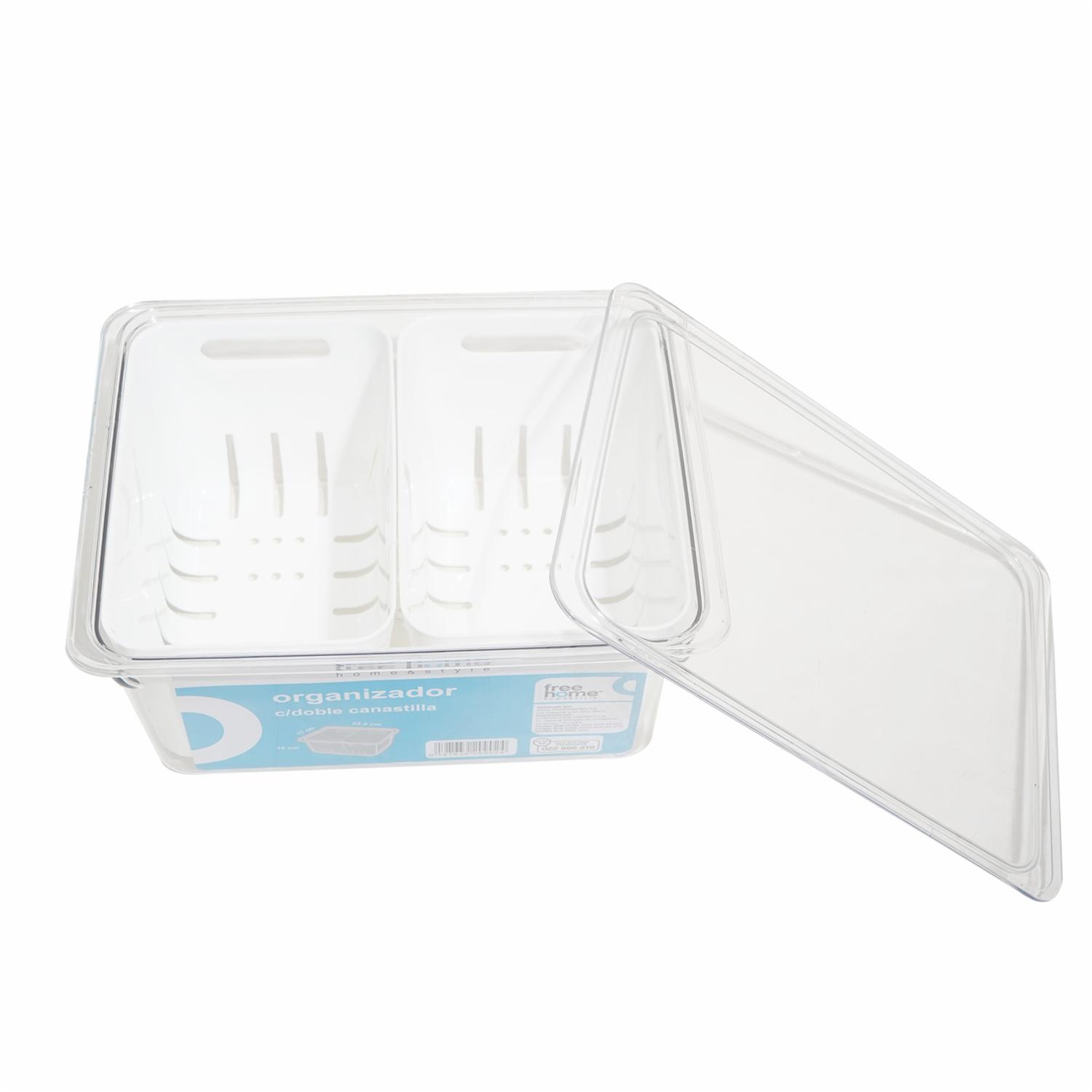 Organizador Rectangular Transparente Con Doble Canastilla FREE HOME Pequeño - Image 2