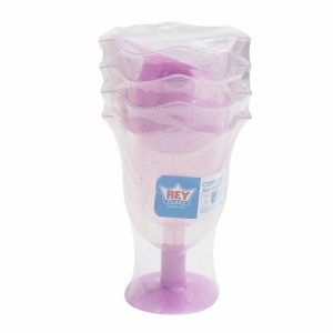 Set De Copas Deluxe Rosado REY PLAST 4 Piezas
