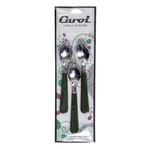 Set De Cucharitas De Te Mango Verde Militar CAROL X 3 Piezas