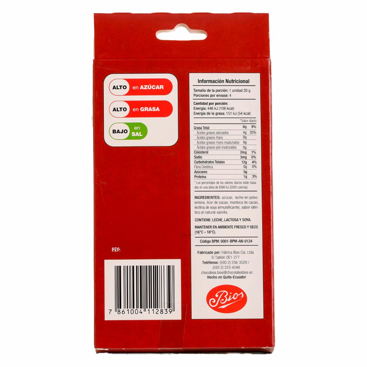 Chocolate Con Leche Tableta BIOS 80 G - Image 3