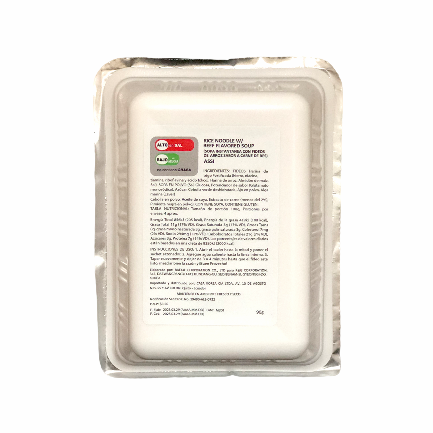 Fideo Instantaneo De Arroz Carne De Res ASSI 90 G - Image 3