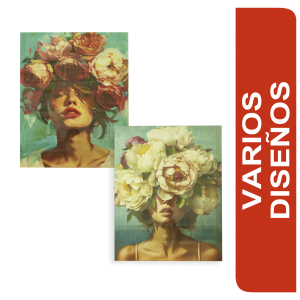 Cuadro Decorativo Diseño Surtido Mujer C/Flores Azul FUZHOU BESTONE COLLECTION 40X50 Cm
