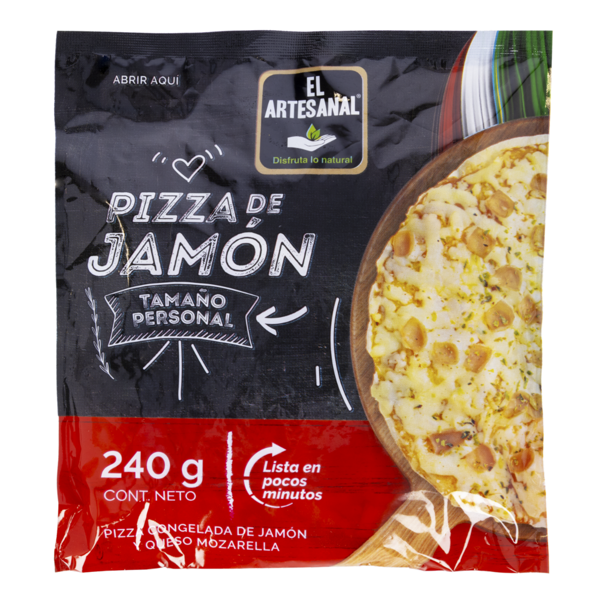 Pizza Congelada De Jamón Y Queso EL ARTESANAL 240 G