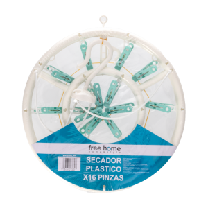 Colgador Plástico Con Pinzas FREE HOME 16 Pinzas