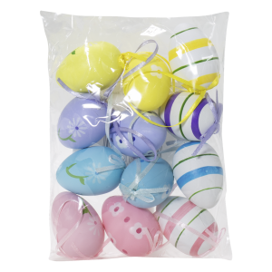 Huevos De Pascua Colgantes Decorativos 12 Piezas GE CE EASTER 6X4 Cm