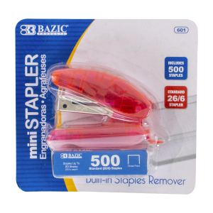 Grapadora De Hojas Mini Standard 26/6 Con 500 Grapas BAZIC Unidad