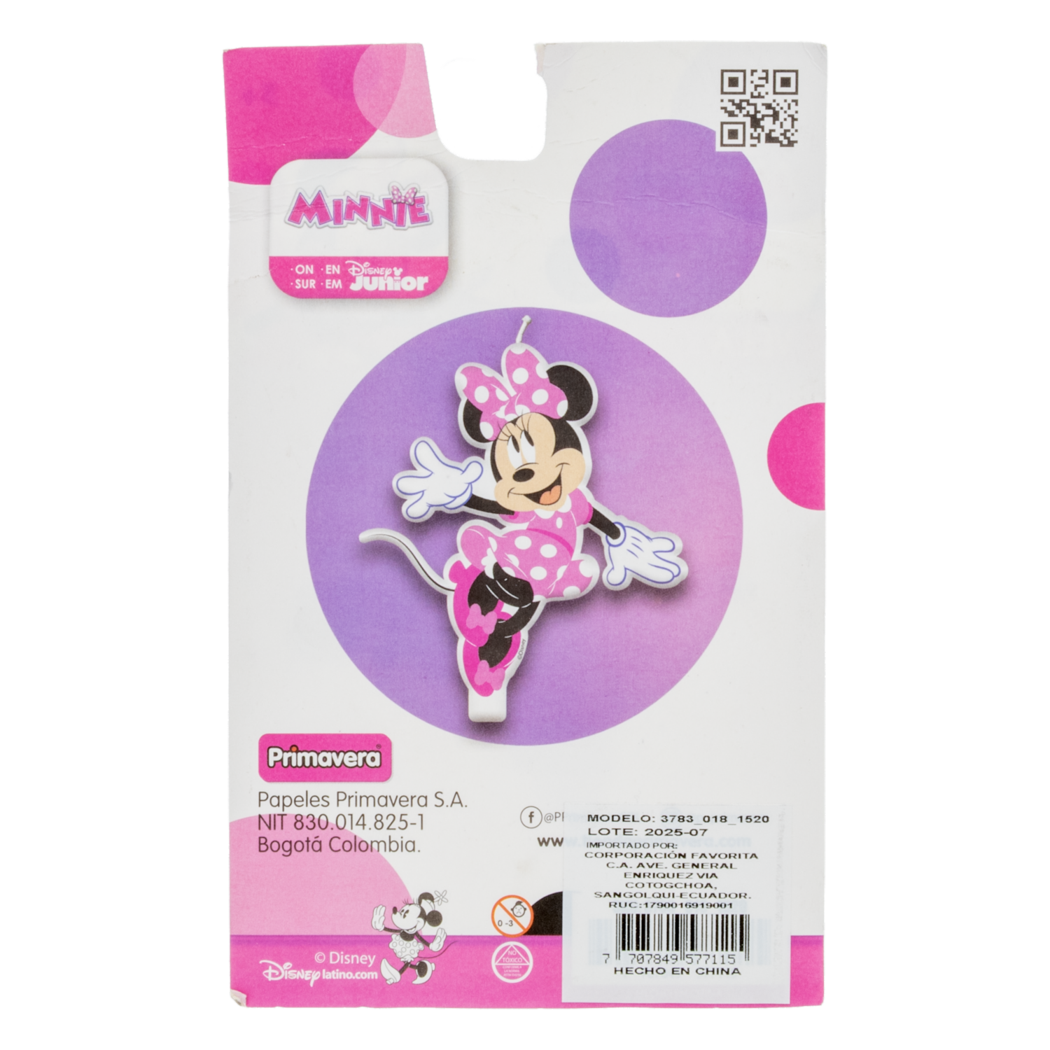 Vela De Cumpleaños Diseño Minnie DISNEY 1 Pieza - Image 2