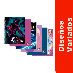 Cuaderno Universitario De 1 Línea Argollado FLIX 100 Hojas